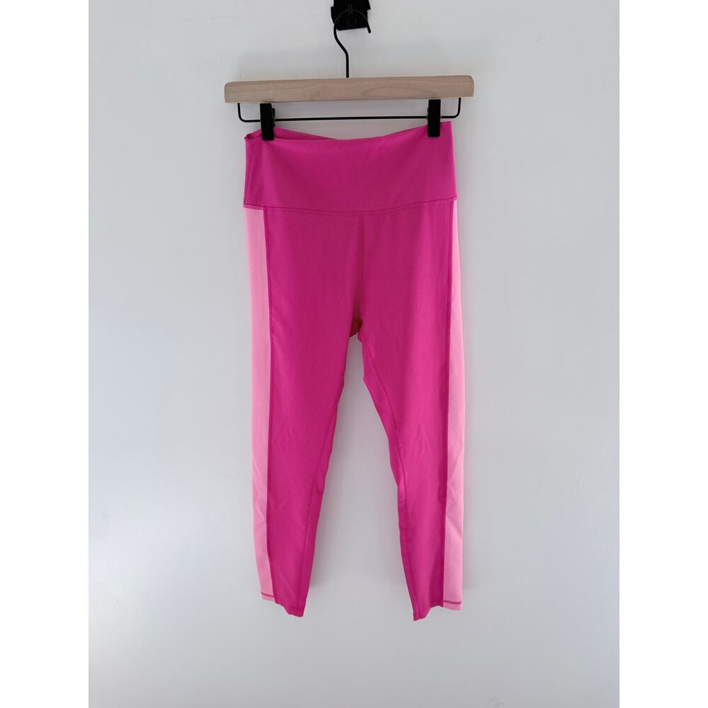Wilo Pink Ribbed Colorblock Ankle Leggings-Size L
